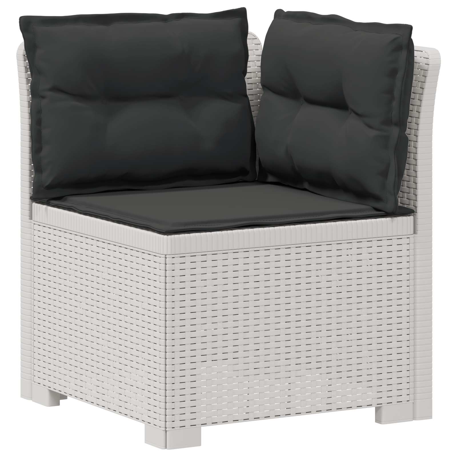 4-Sitzer Garten Sofa mit Kissen Rattan Look PP Weiß