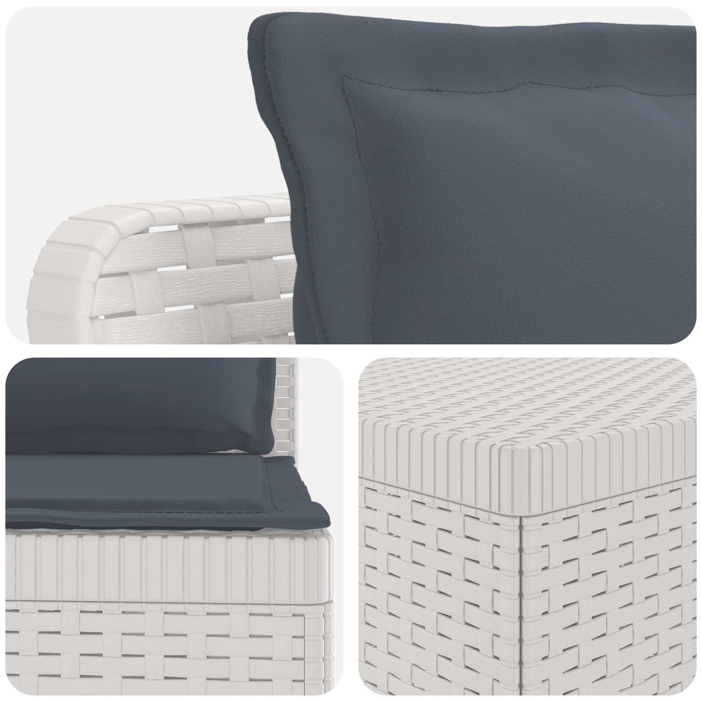 4-Sitzer Garten Sofa mit Kissen Rattan Look PP Weiß