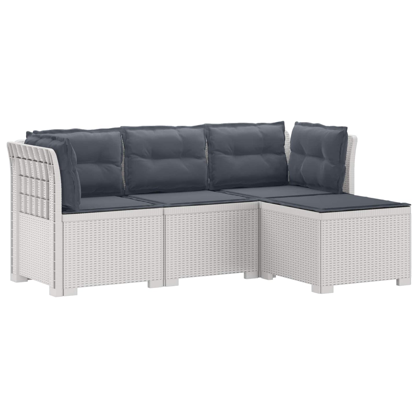 4-Sitzer Garten Sofa mit Kissen Rattan Look PP Weiß