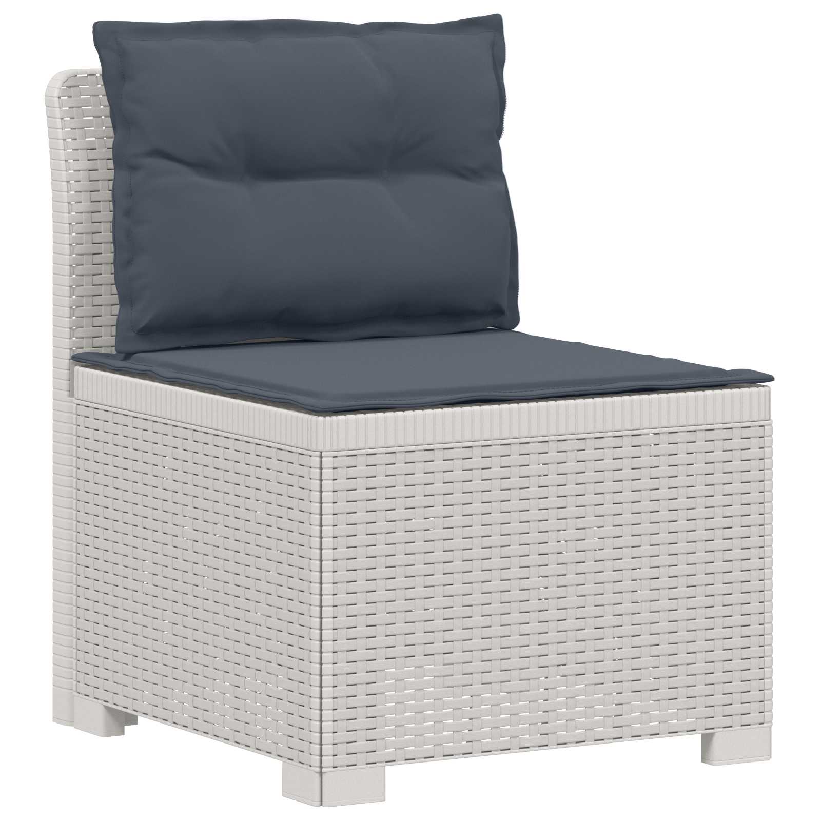 4-Sitzer Garten Sofa mit Kissen Rattan Look PP Weiß