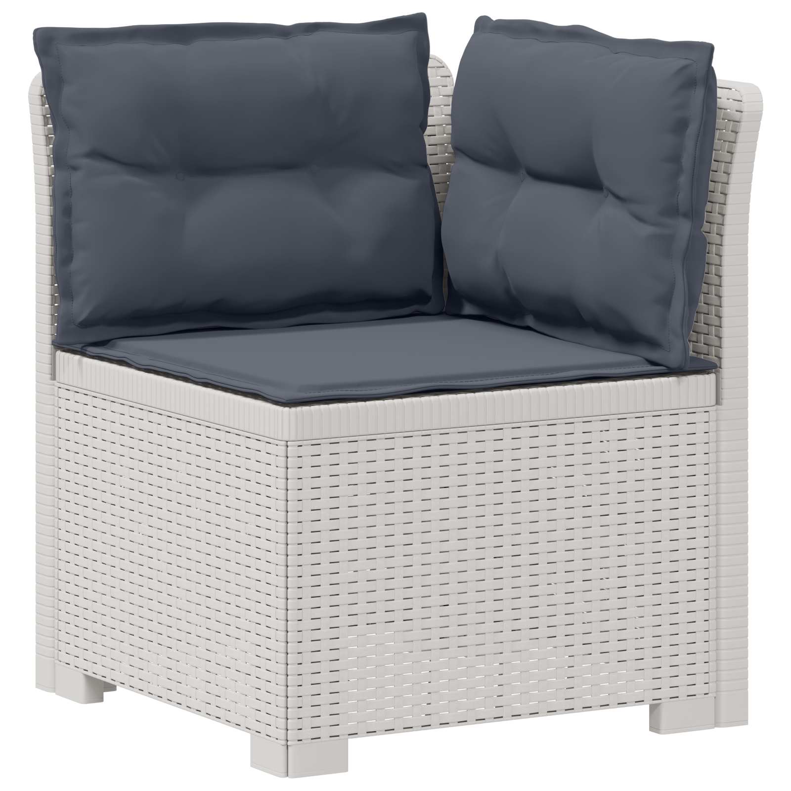 4-Sitzer Garten Sofa mit Kissen Rattan Look PP Weiß