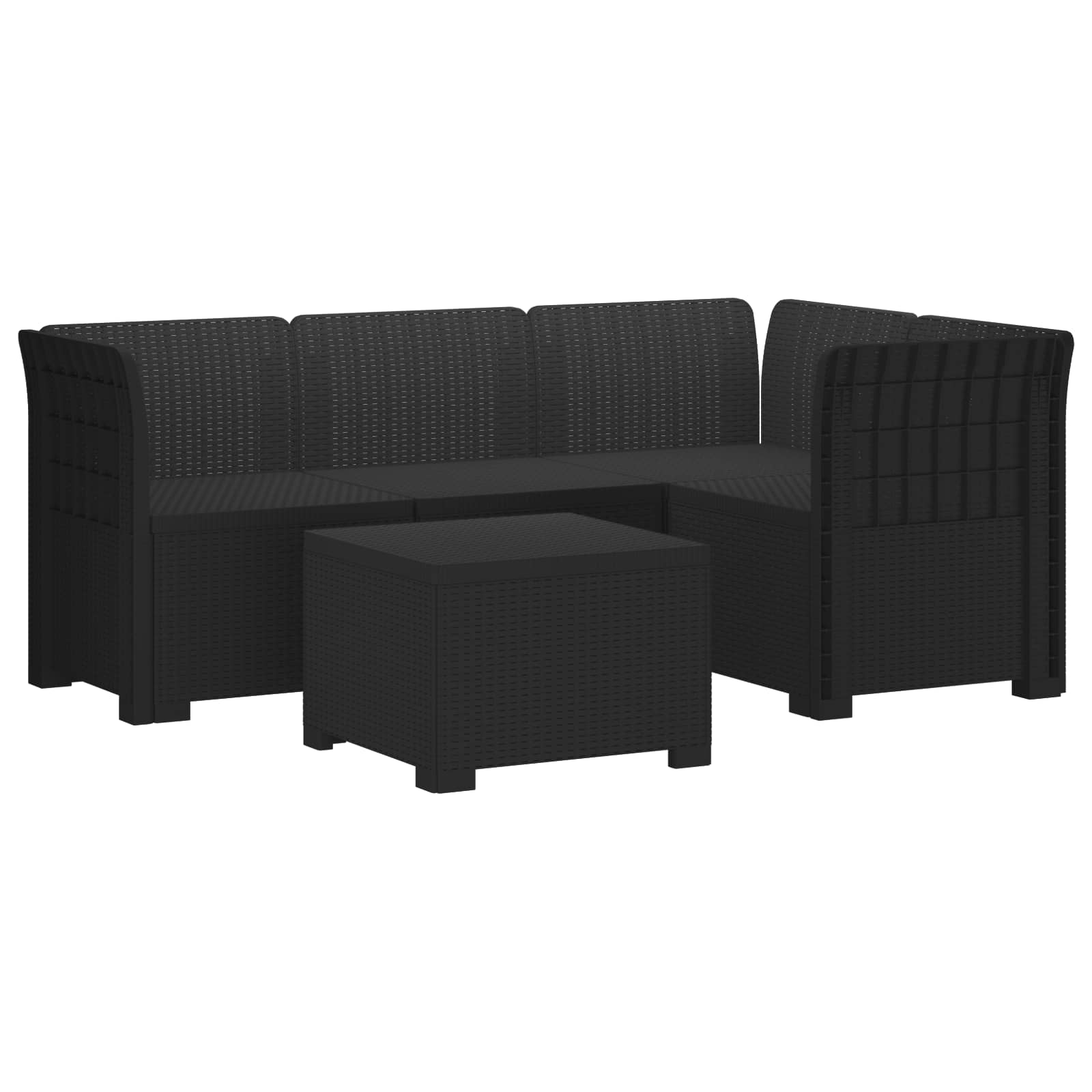 4-Sitzer Garten Sofa Rattan Look PP Anthrazit
