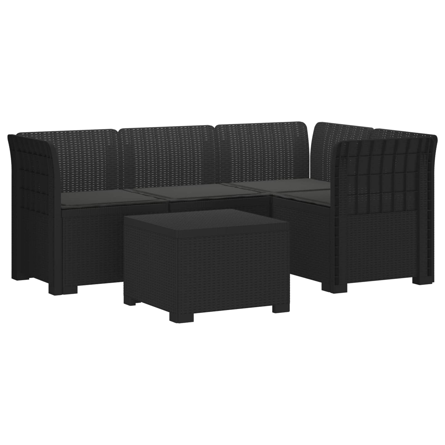 4-Sitzer Garten Sofa mit Kissen Rattan Look PP Anthrazit