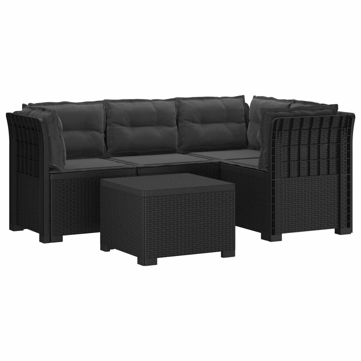 4-Sitzer Garten Sofa mit Kissen Rattan Look PP Anthrazit