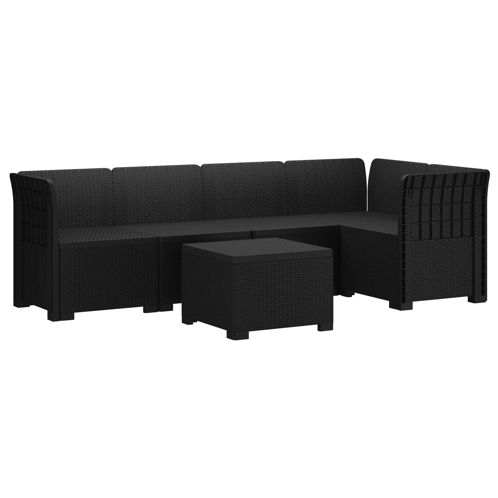 5-Sitzer Gartensofa Rattan-Look PP Anthrazit