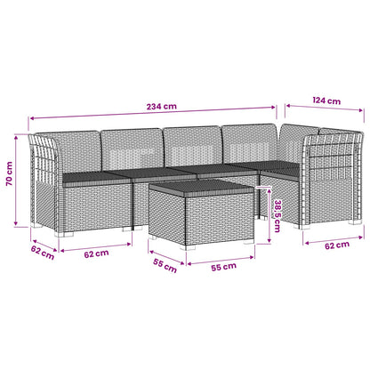 5-Sitzer Gartensofa Rattan-Look PP Anthrazit