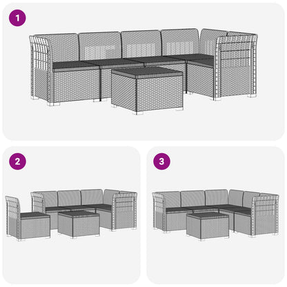 5-Sitzer Gartensofa Rattan-Look PP Anthrazit
