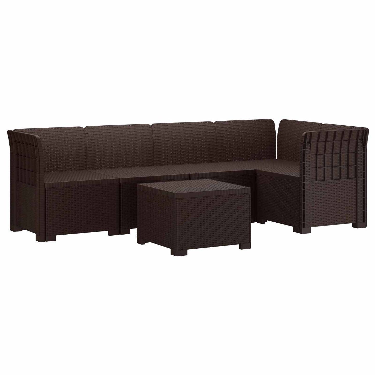 5-Sitzer Gartensofa Rattan-Look PP Braun