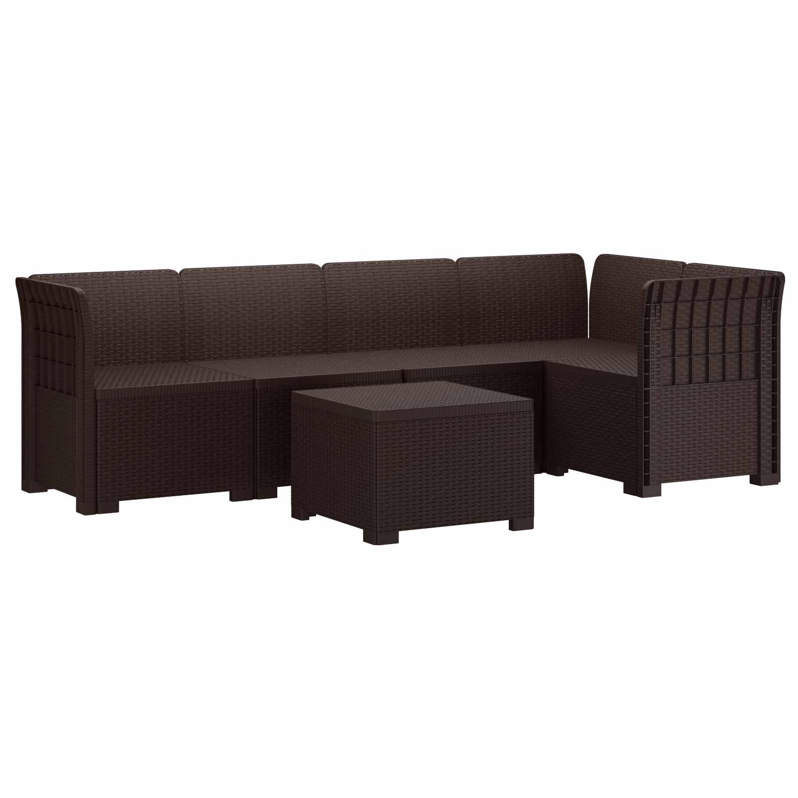 5-Sitzer Gartensofa Rattan-Look PP Braun