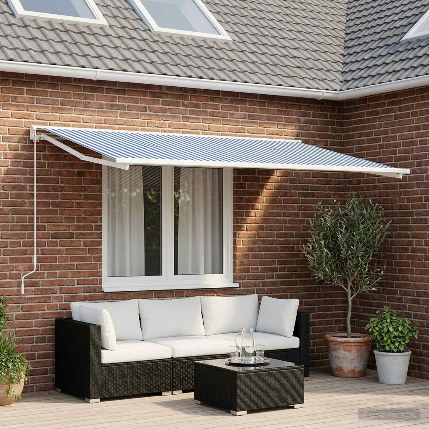 Markisenersatzstoff Blau und Weiß 600 x 300 cm Polyester