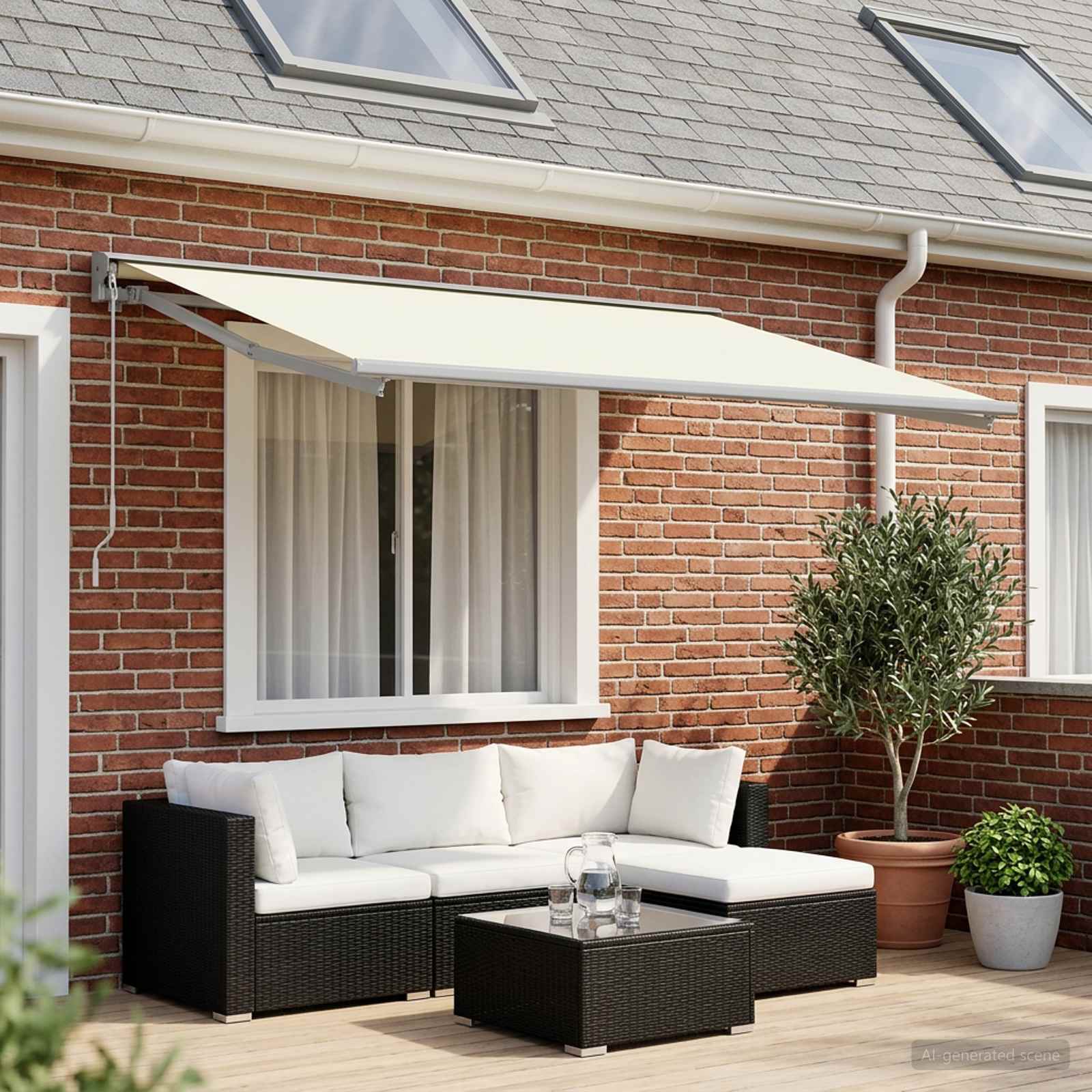 Markisenersatzstoff Creme 400 x 350 cm Polyester