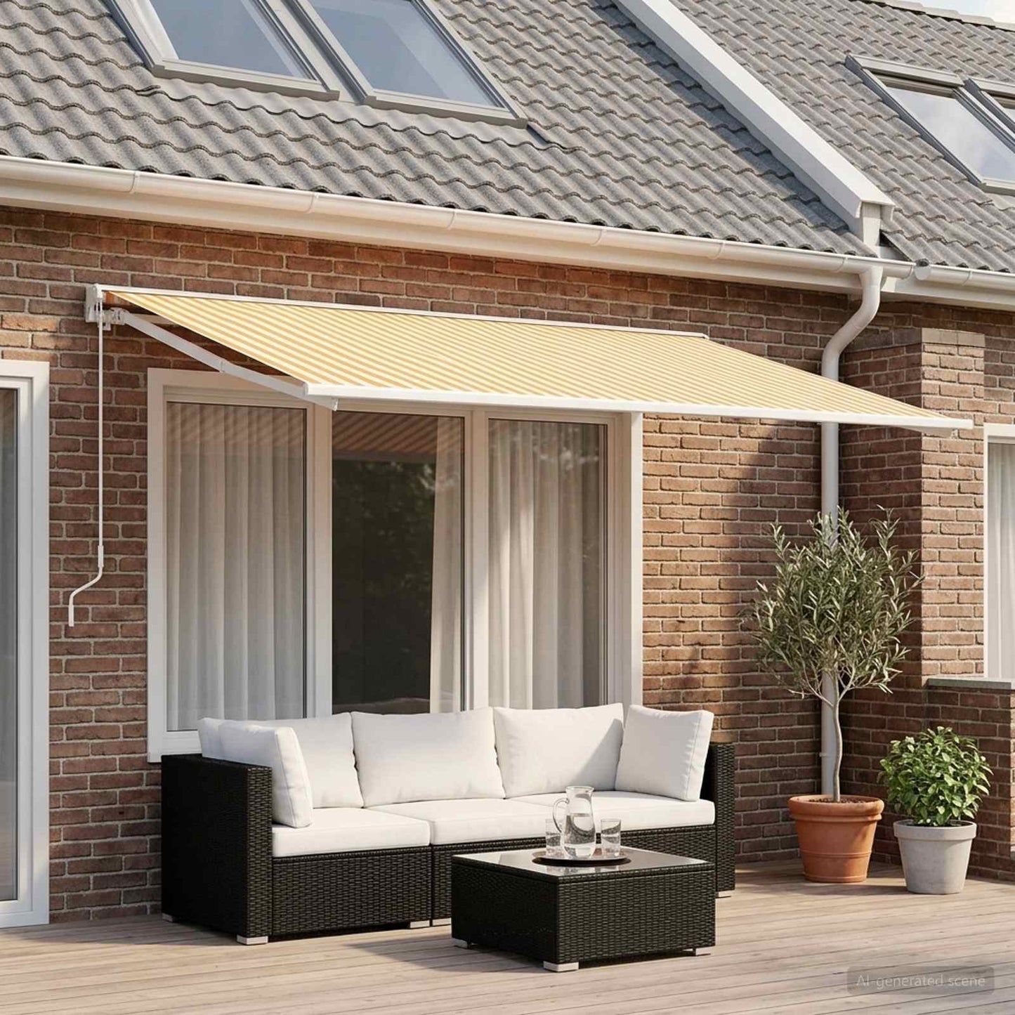 Markisenersatzstoff Gelb und Weiß 400 x 200 cm Polyester