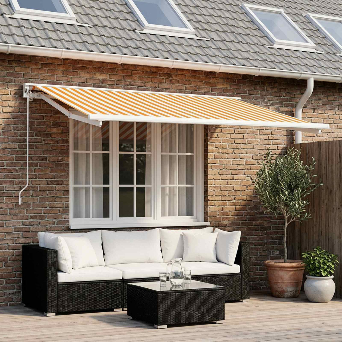 Markisenersatzstoff Gelb und Weiß 350 x 200 cm Polyester