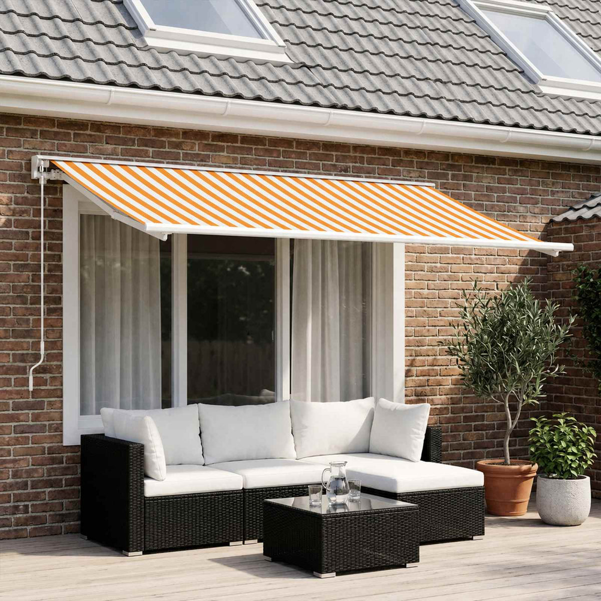 Markisenersatzstoff Gelb und Weiß 400 x 300 cm Polyester