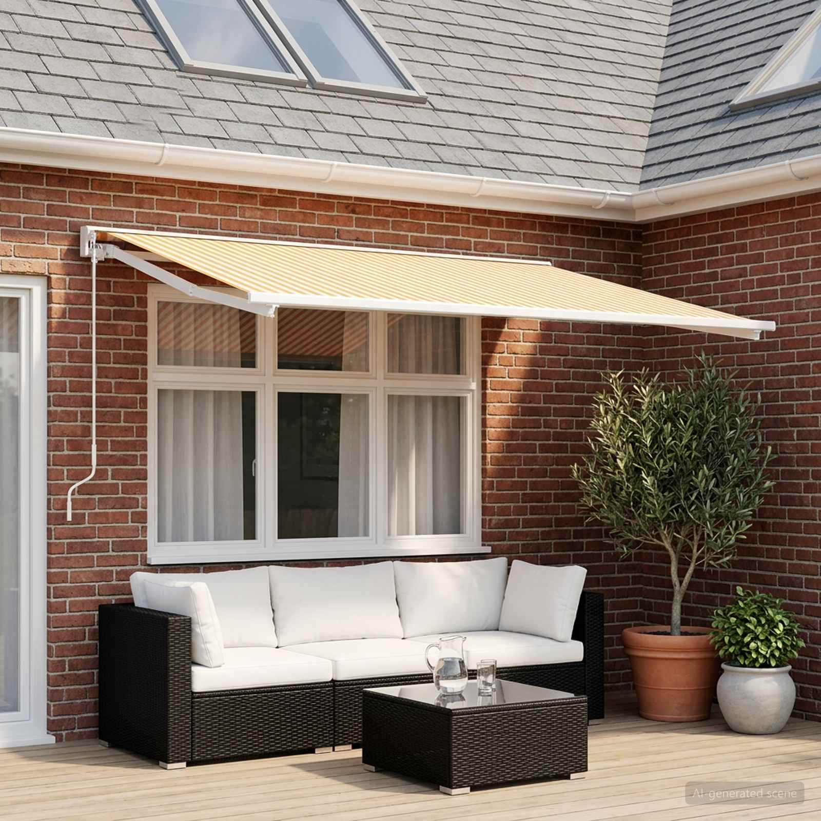 Markisenersatzstoff Gelb und Weiß 400 x 300 cm Polyester