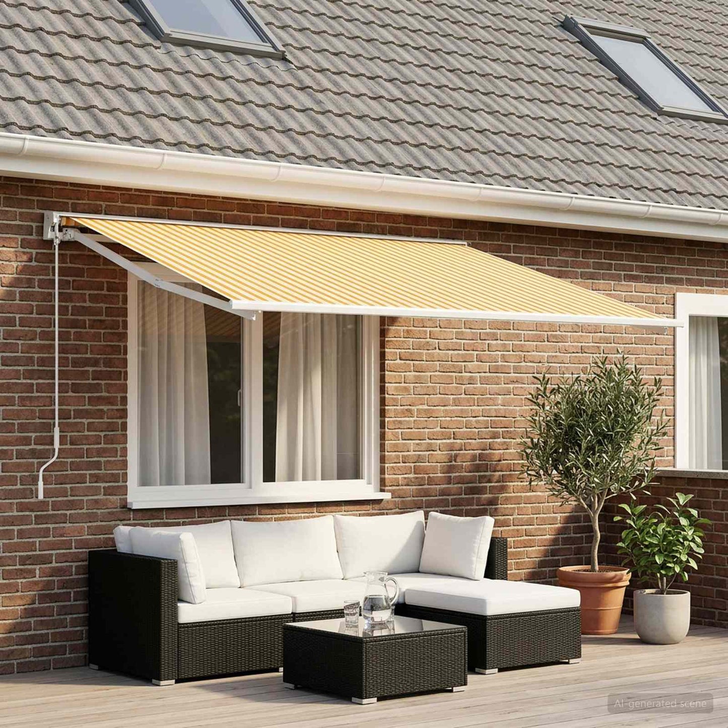 Markisenersatzstoff Gelb und Weiß 600 x 350 cm Polyester