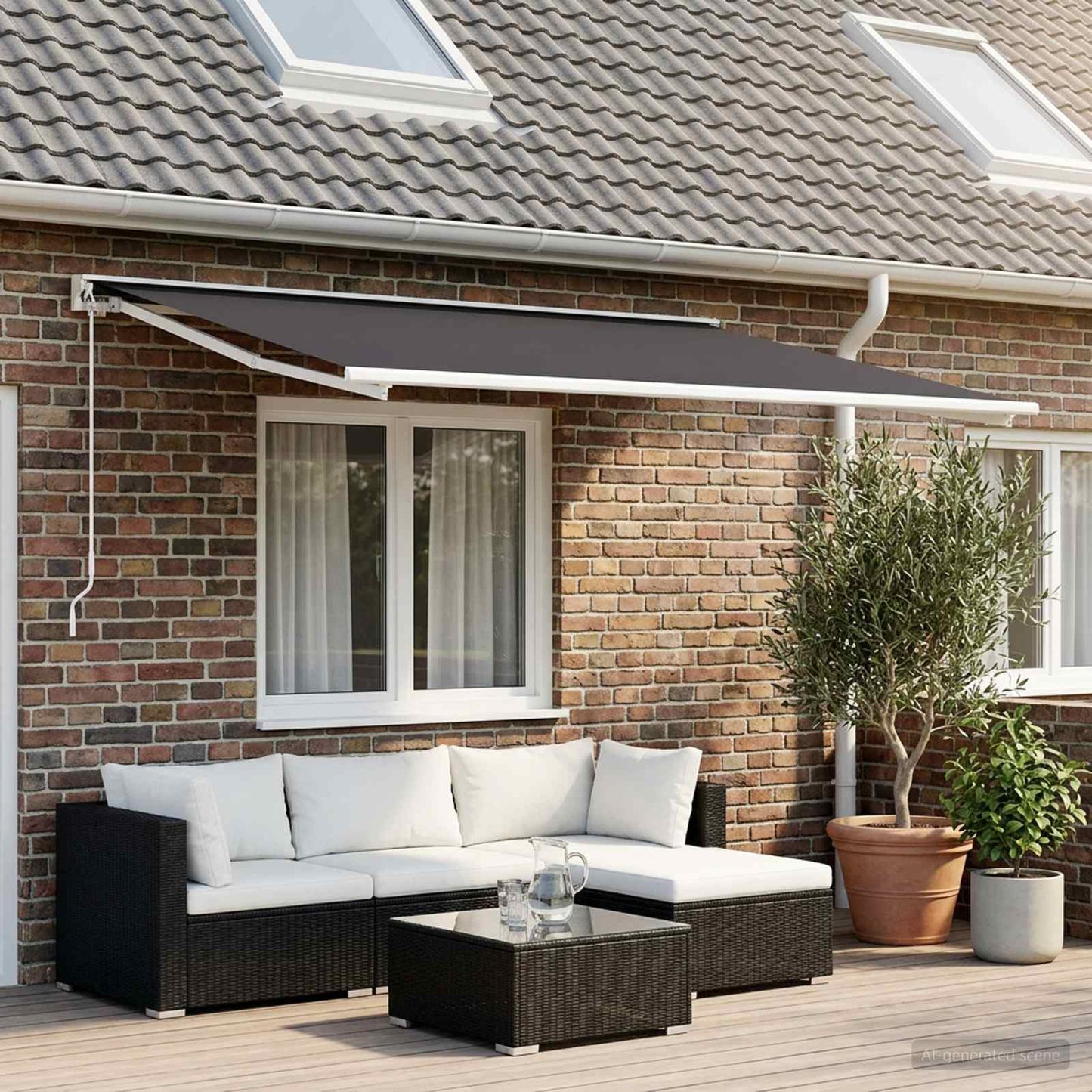 Markisenersatzstoff Anthrazit 250 x 200 cm Polyester