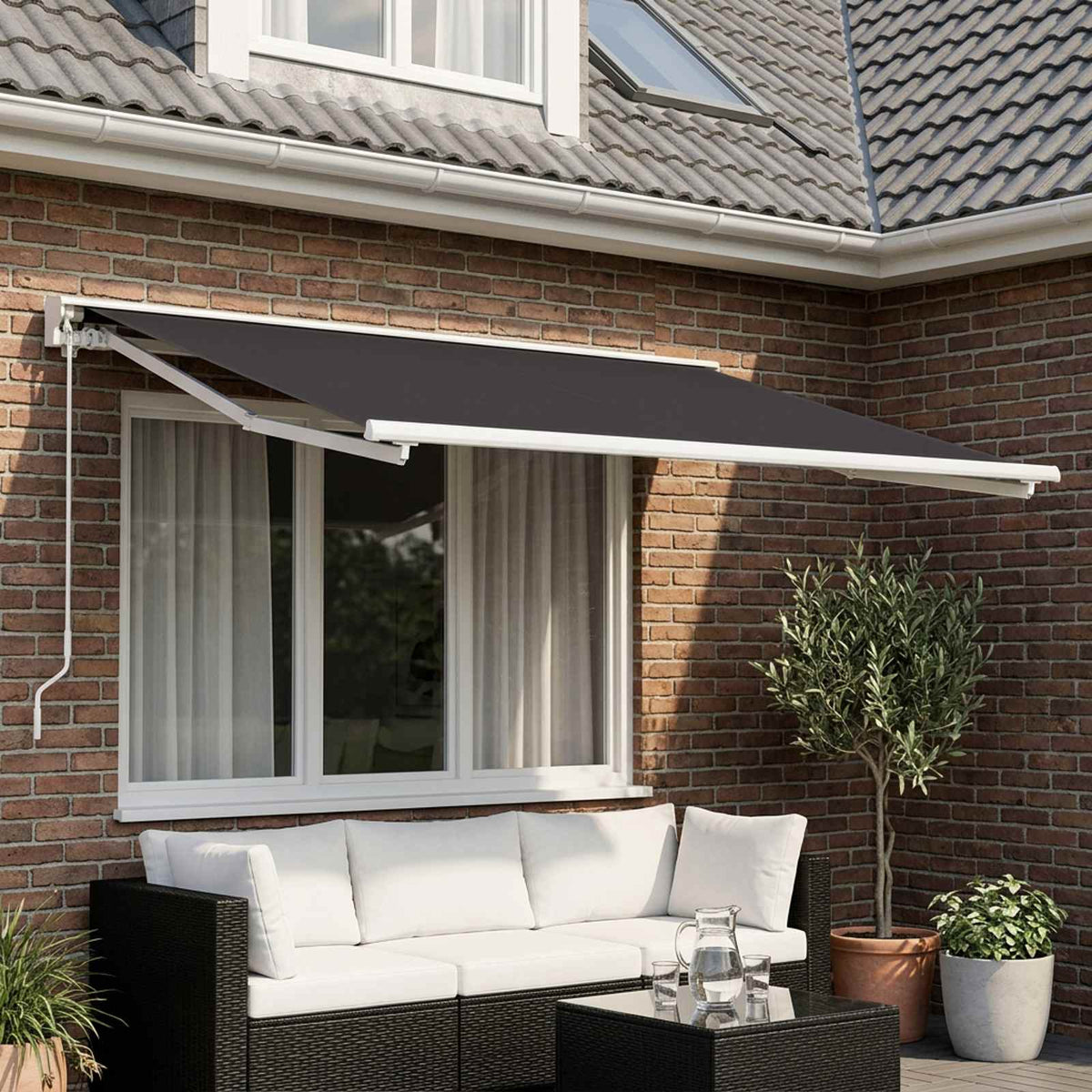Markisenersatzstoff Anthrazit 350 x 250 cm Polyester