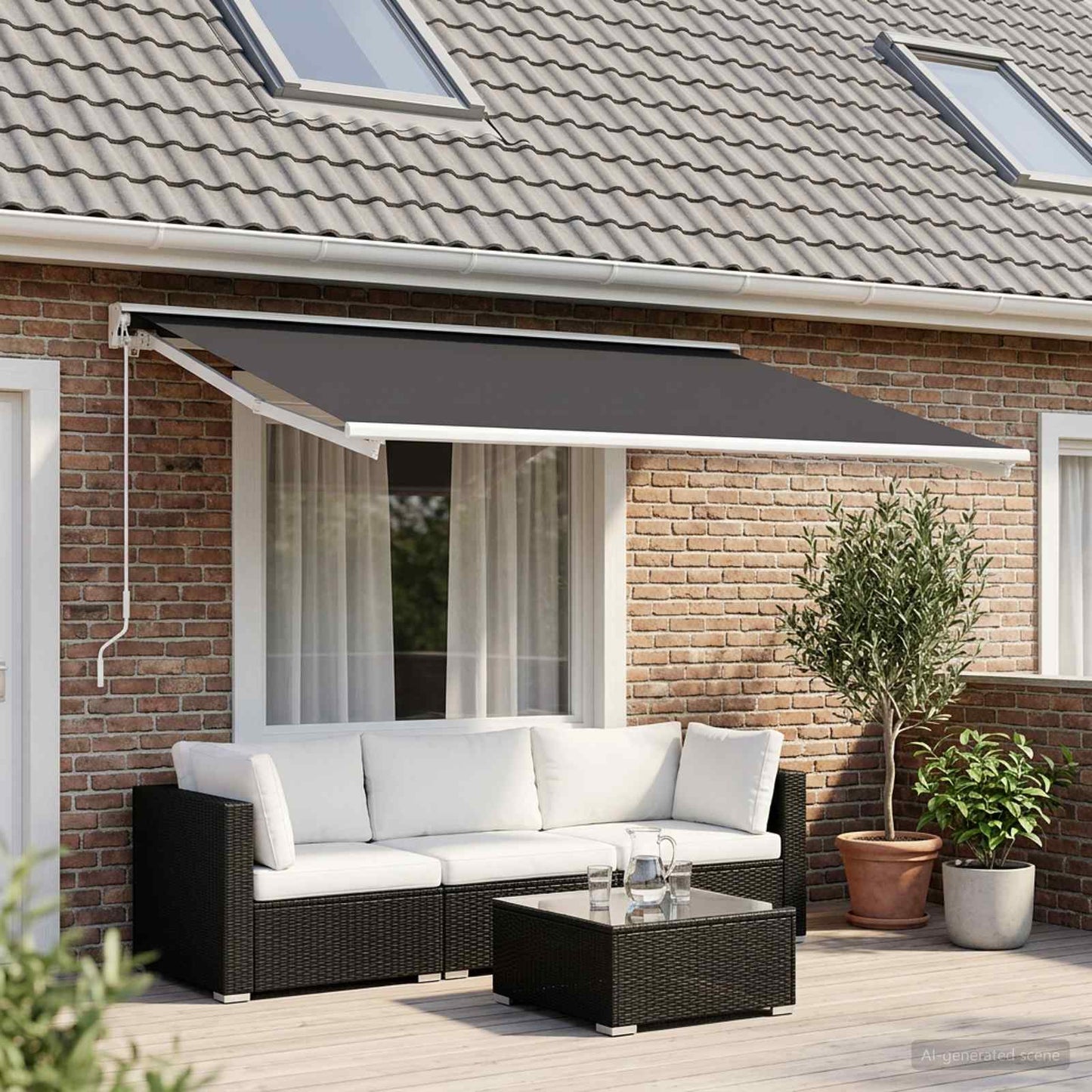 Markisenersatzstoff Anthrazit 600 x 350 cm Polyester