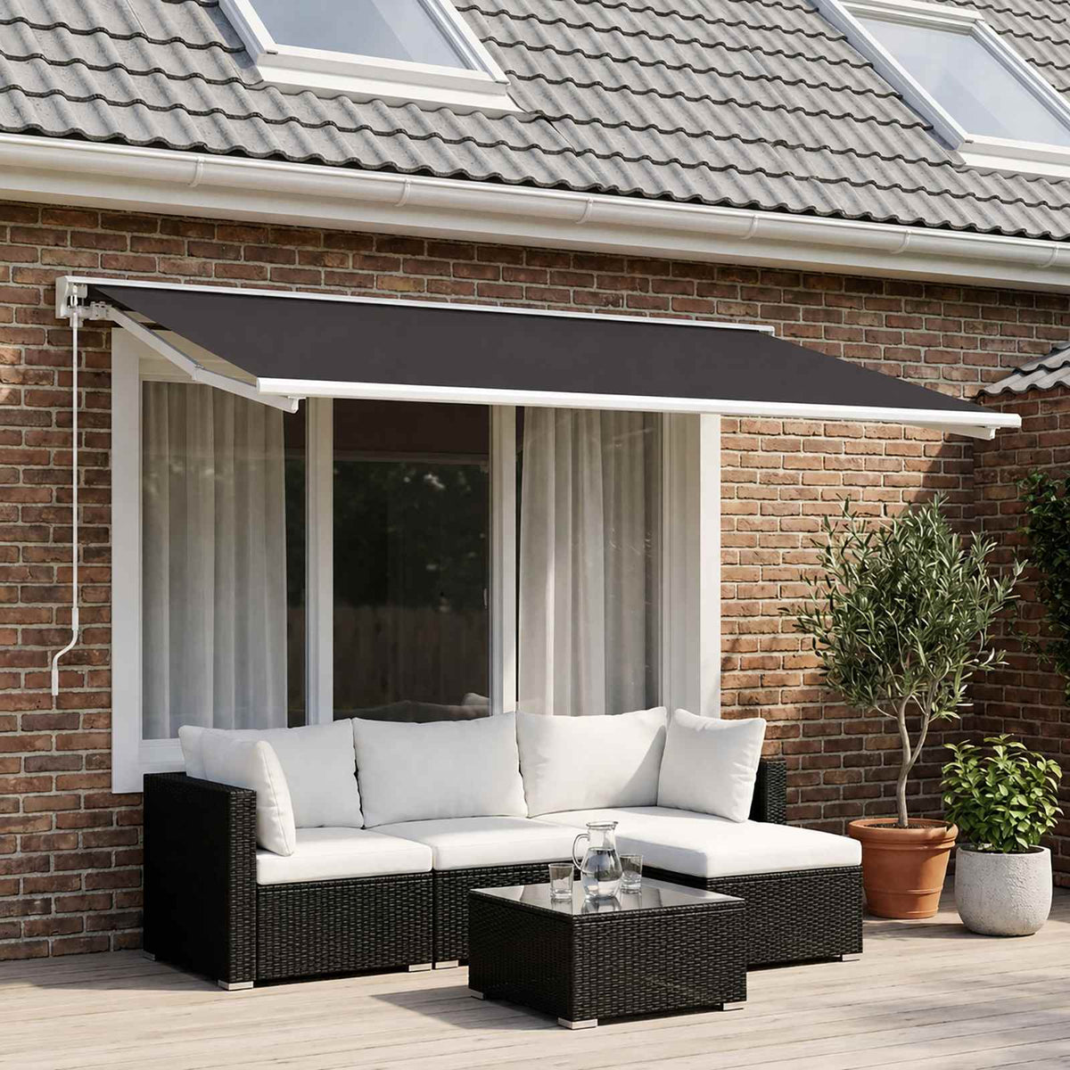 Markisenersatzstoff Anthrazit 500 x 350 cm Polyester