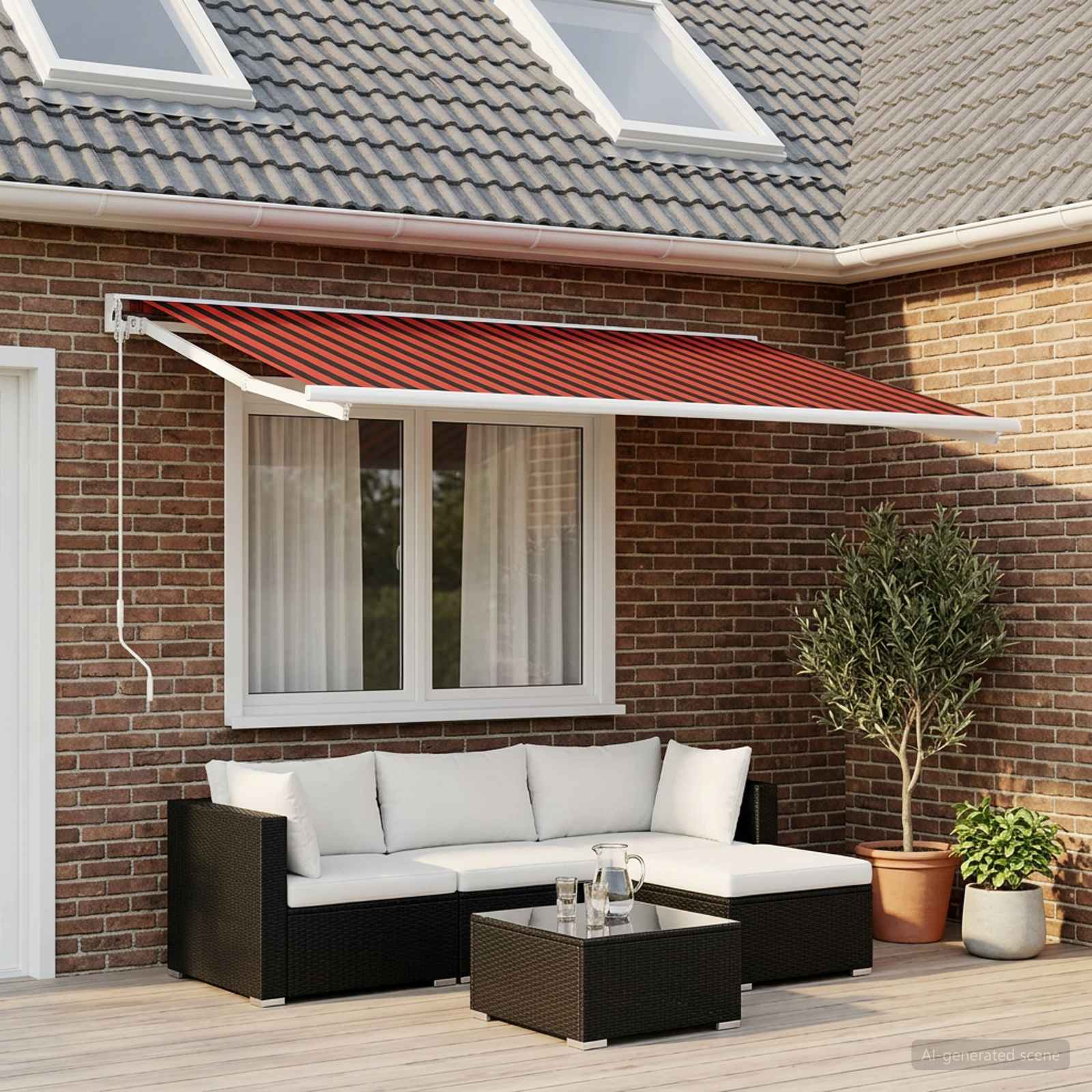 Markisenersatzstoff Orange und Braun 600 x 350 cm Polyester
