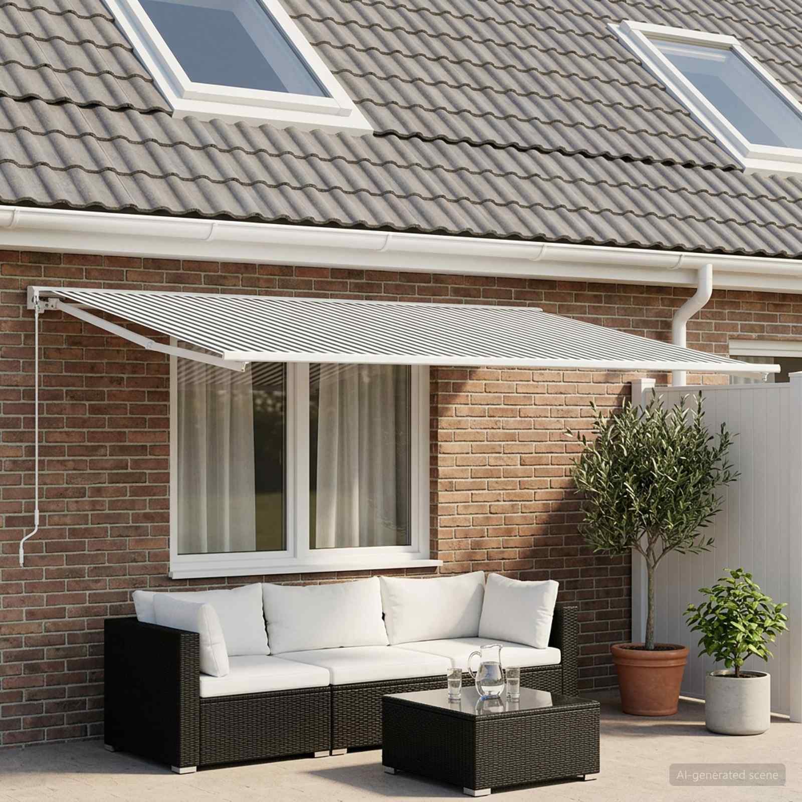 Markisenersatzstoff Anthrazit und Weiß 350 x 200 cm Polyester