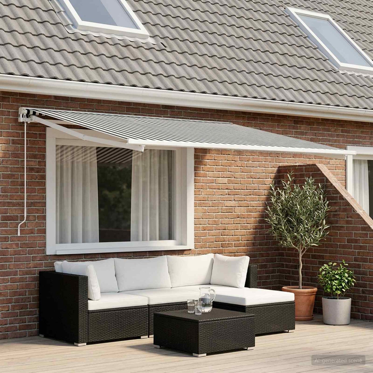 Markisenersatzstoff Anthrazit und Weiß 450 x 350 cm Polyester