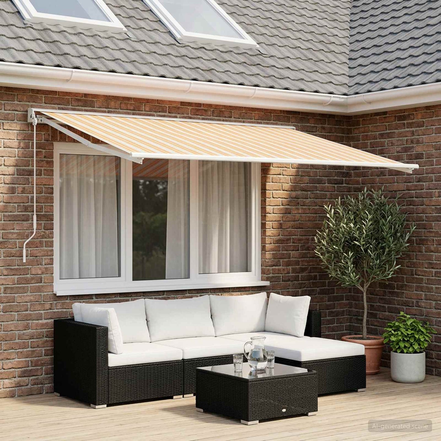 Markisenersatzstoff Blau und Orange 600 x 350 cm Polyester