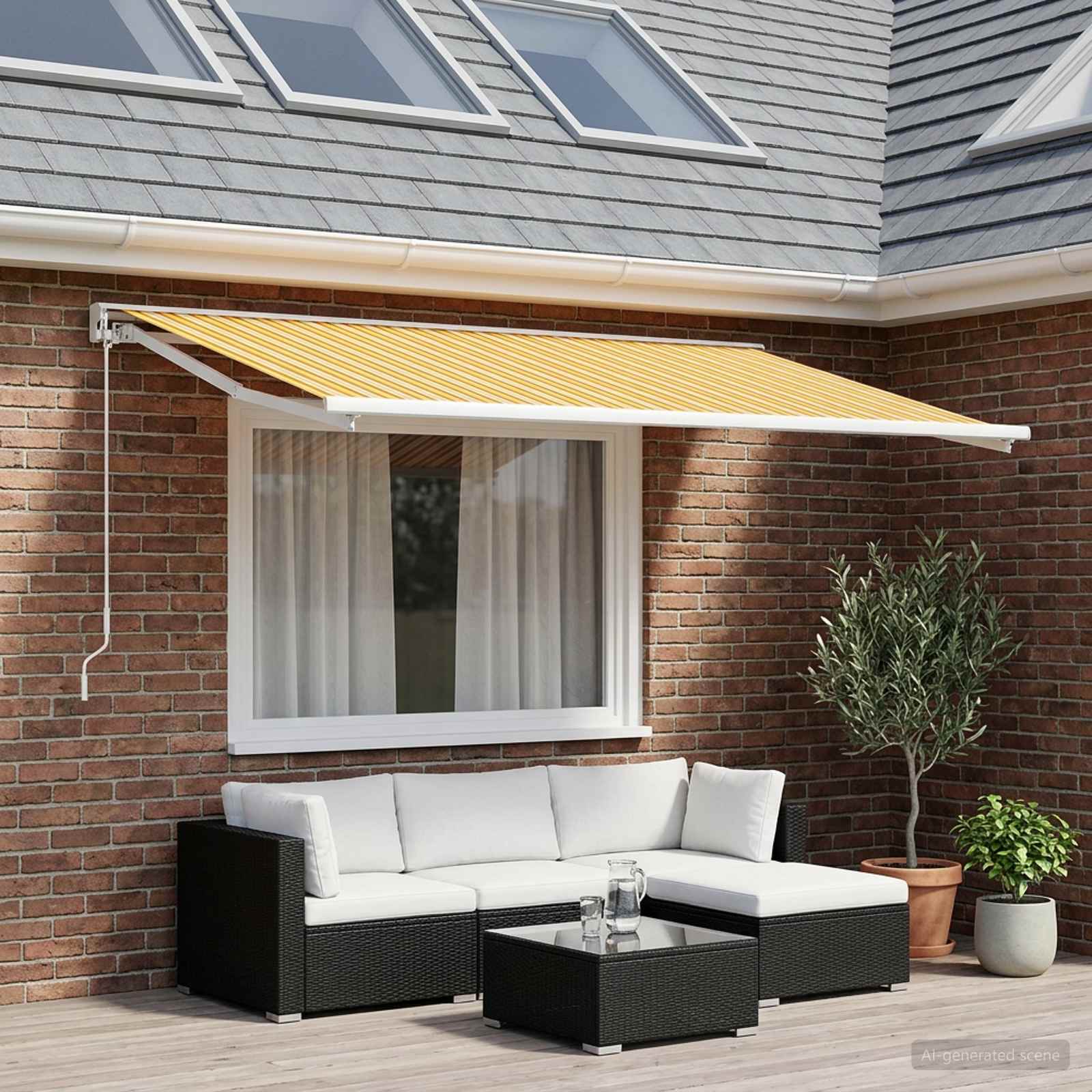 Markisenersatzstoff Orange und Schwarz 300 x 200 cm Polyester