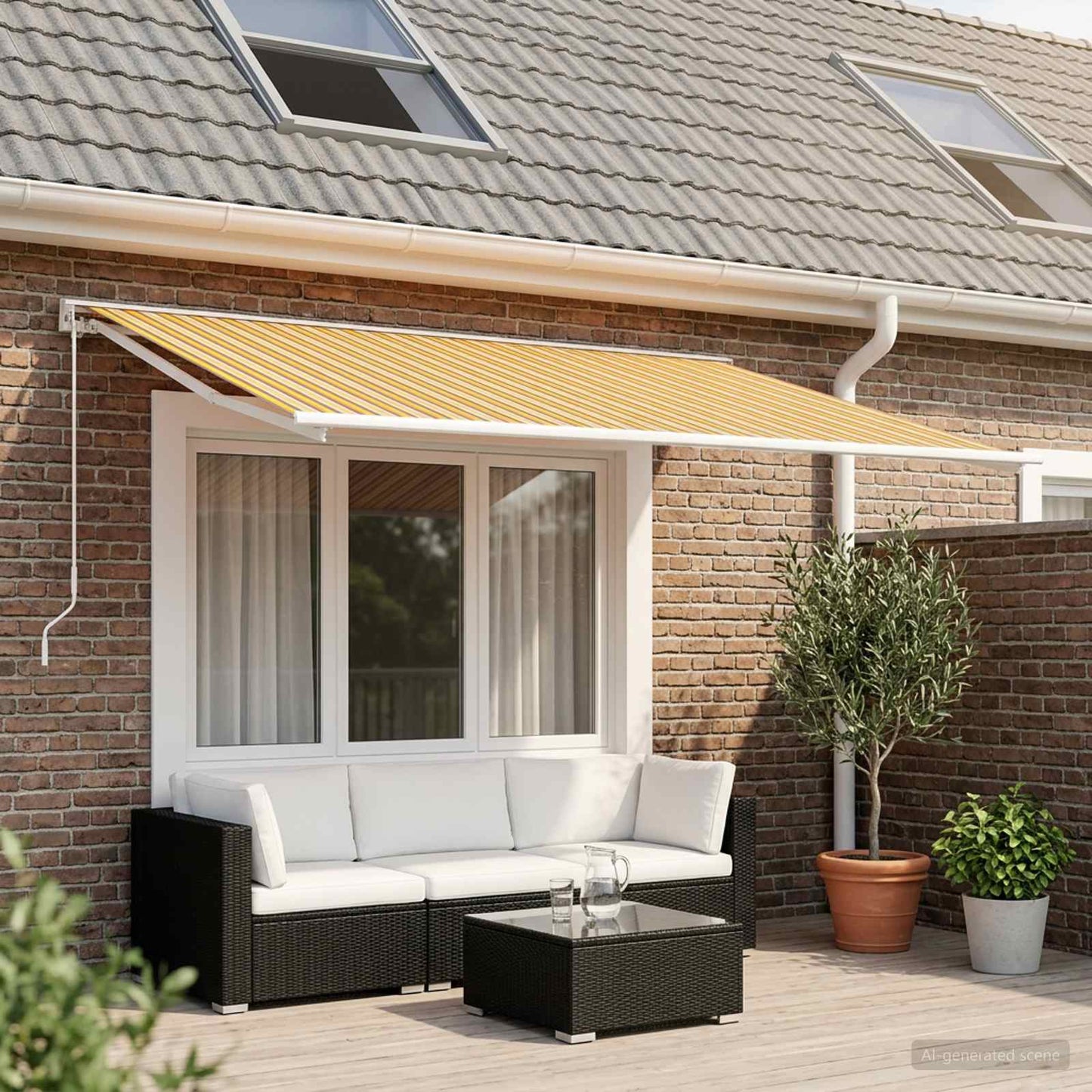 Markisenersatzstoff Orange und Schwarz 400 x 300 cm Polyester