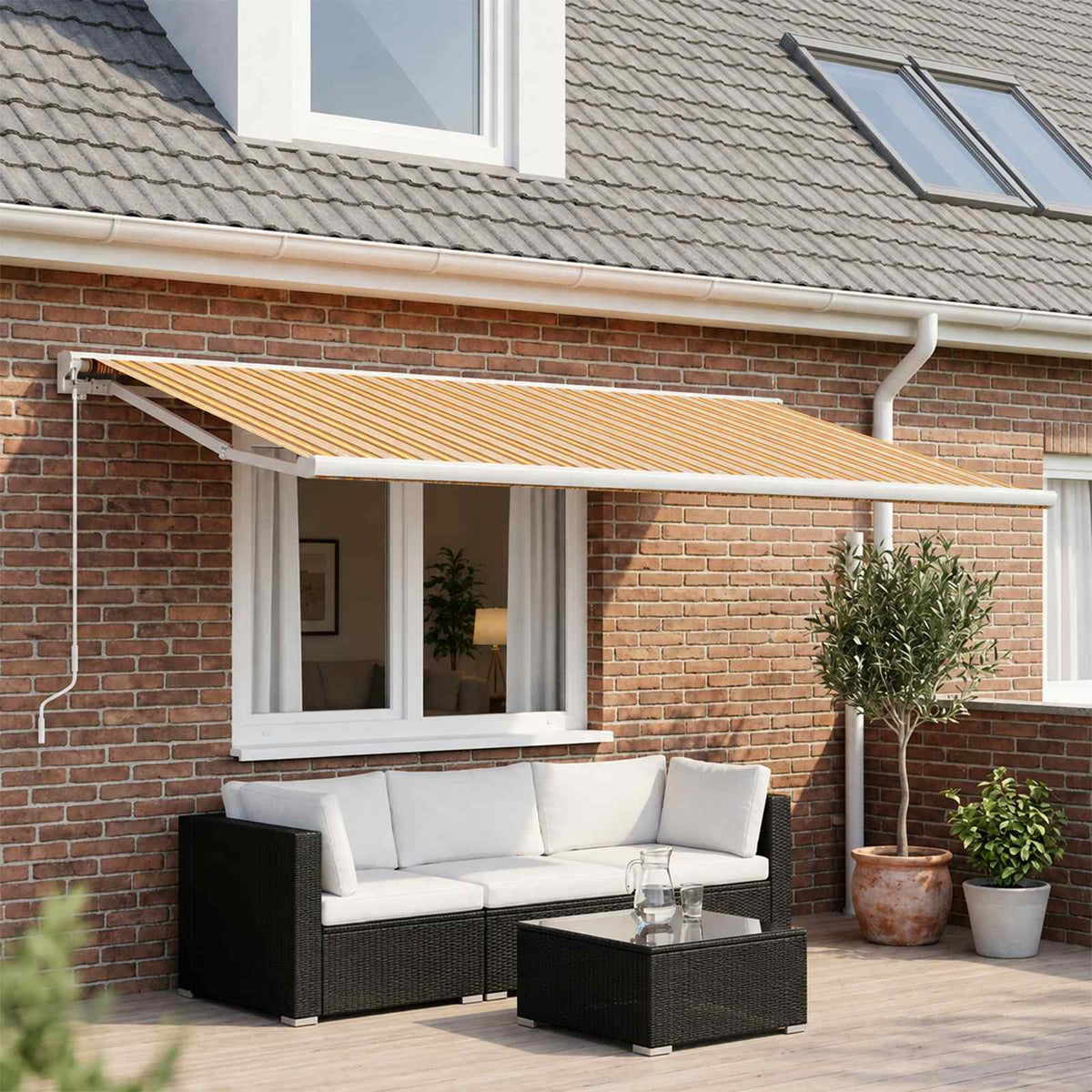 Markisenersatzstoff Orange und Schwarz 500 x 300 cm Polyester