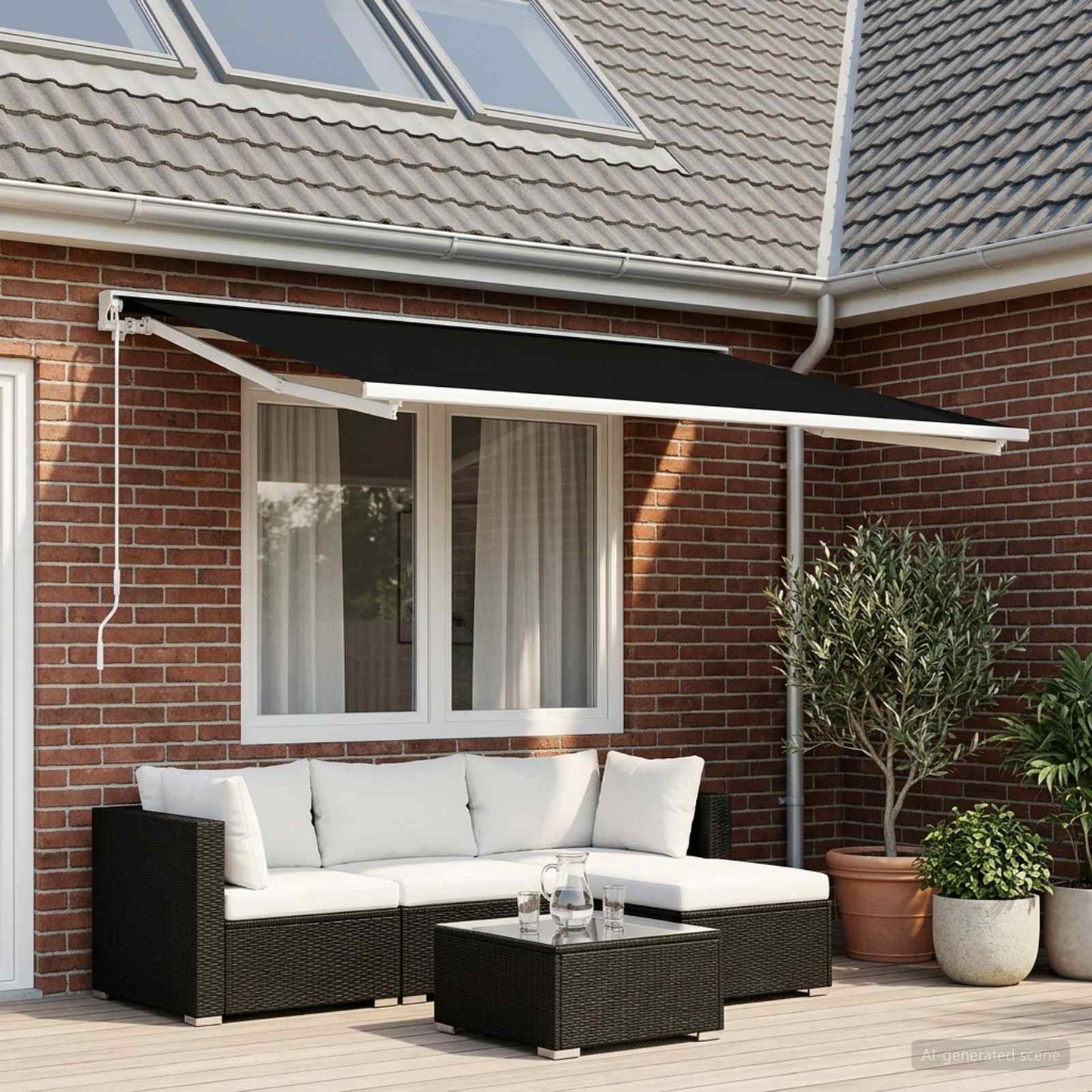 Markisenersatzstoff Schwarz 350 x 250 cm Polyester