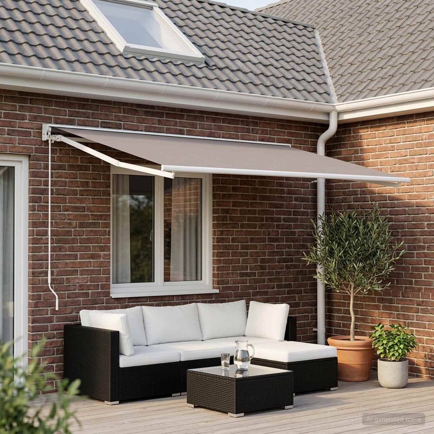 Markisenersatzstoff Hellgrau 300 x 250 cm Polyester