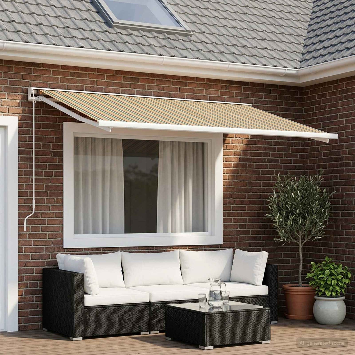Markisenersatzstoff Grün und Gelb 300 x 250 cm Polyester