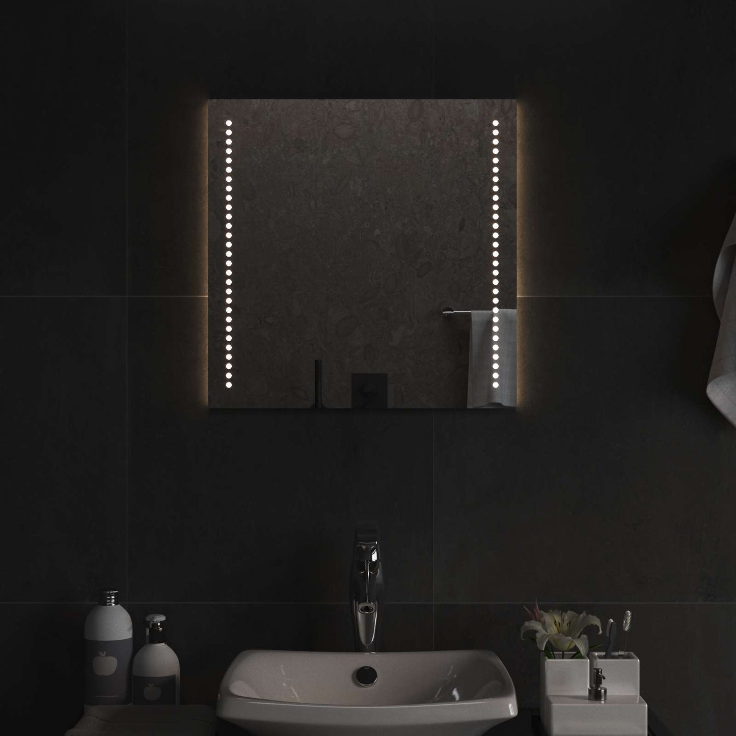 LED-Badezimmerspiegel Transparent 50 x 50 cm Gehärtetes Glas