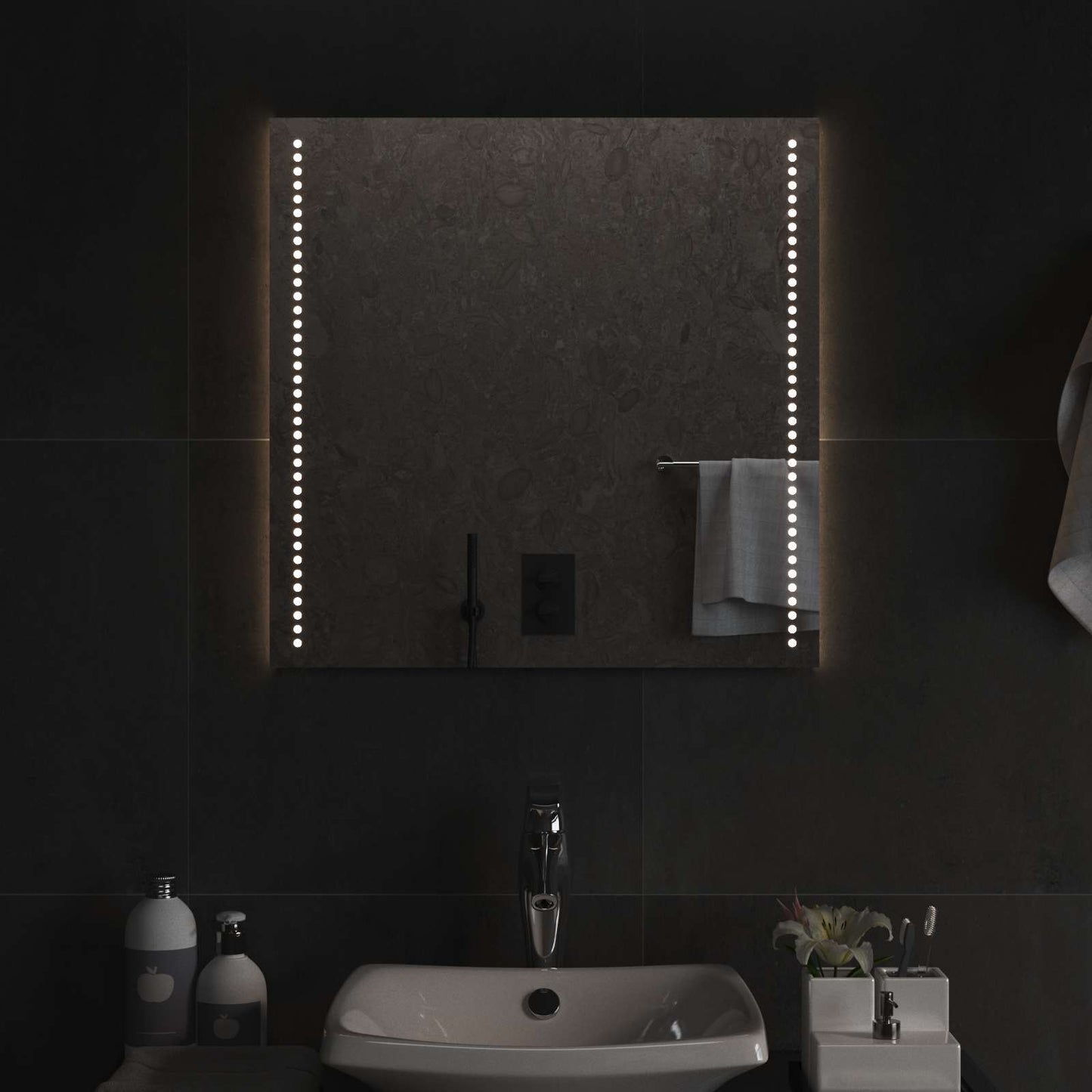 LED-Badezimmerspiegel Transparent 60 x 60 cm Gehärtetes Glas