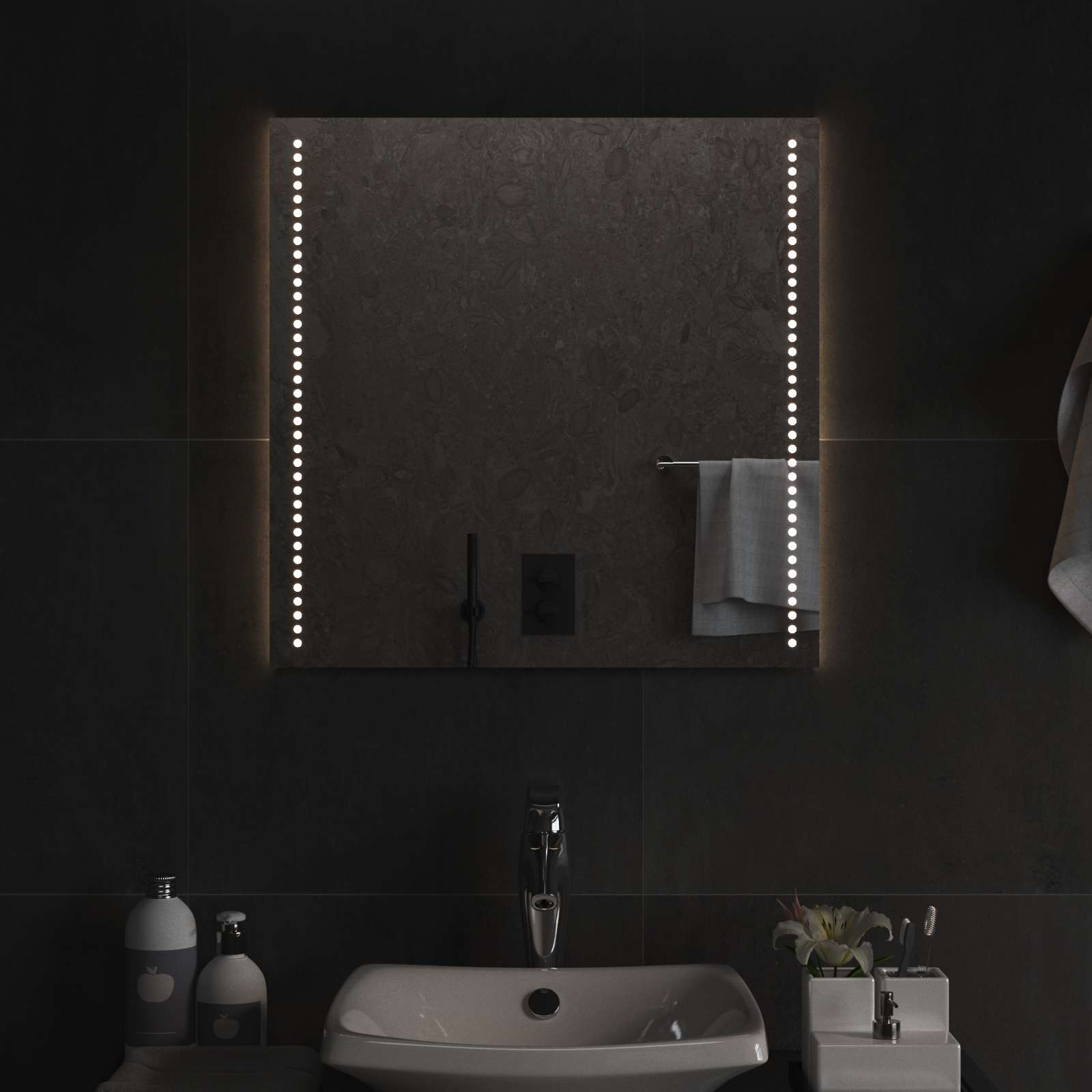 LED-Badezimmerspiegel Transparent 60 x 60 cm Gehärtetes Glas