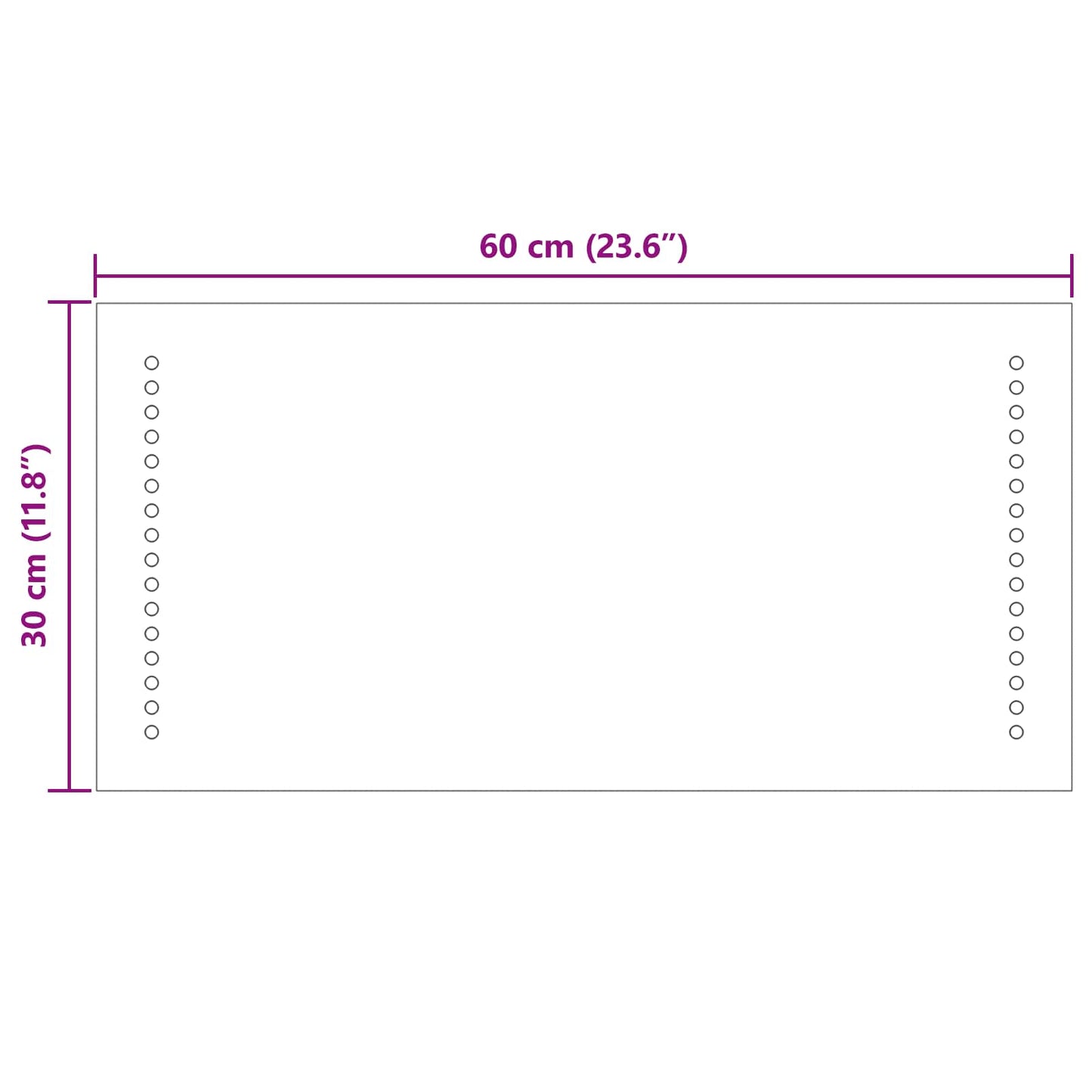 LED-Badezimmerspiegel Transparent 60 x 30 cm Gehärtetes Glas