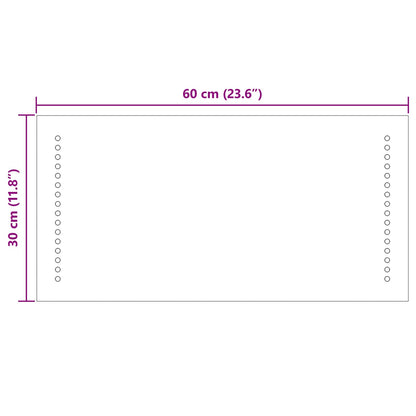 LED-Badezimmerspiegel Transparent 60 x 30 cm Gehärtetes Glas