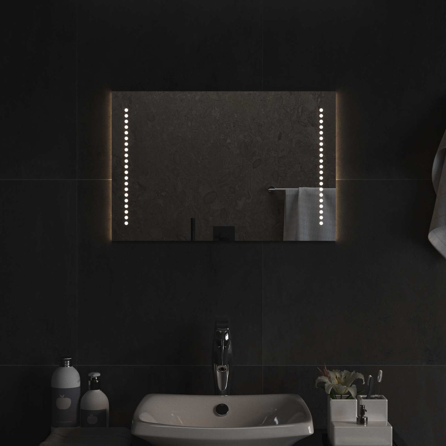 LED-Badezimmerspiegel Transparent 60 x 40 cm Gehärtetes Glas