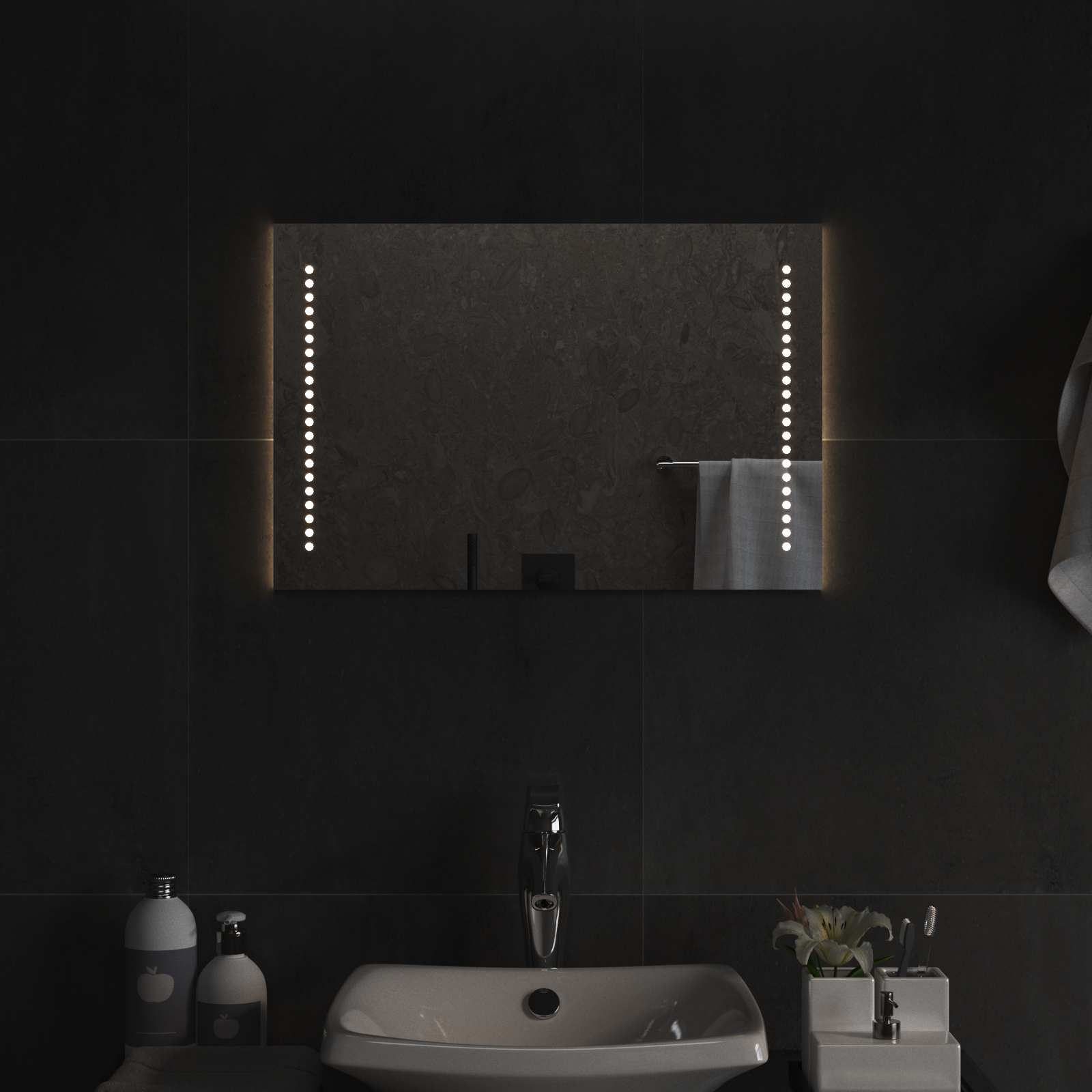 LED-Badezimmerspiegel Transparent 60 x 40 cm Gehärtetes Glas