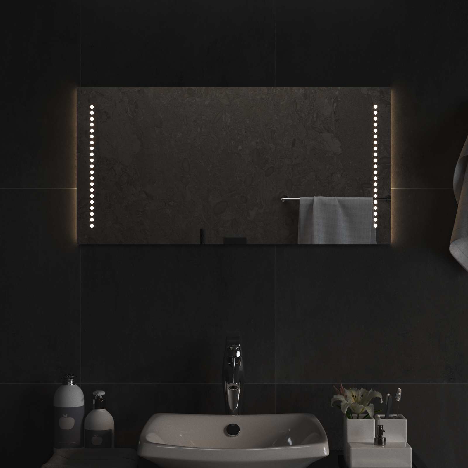 LED-Badezimmerspiegel Transparent 80 x 40 cm Gehärtetes Glas