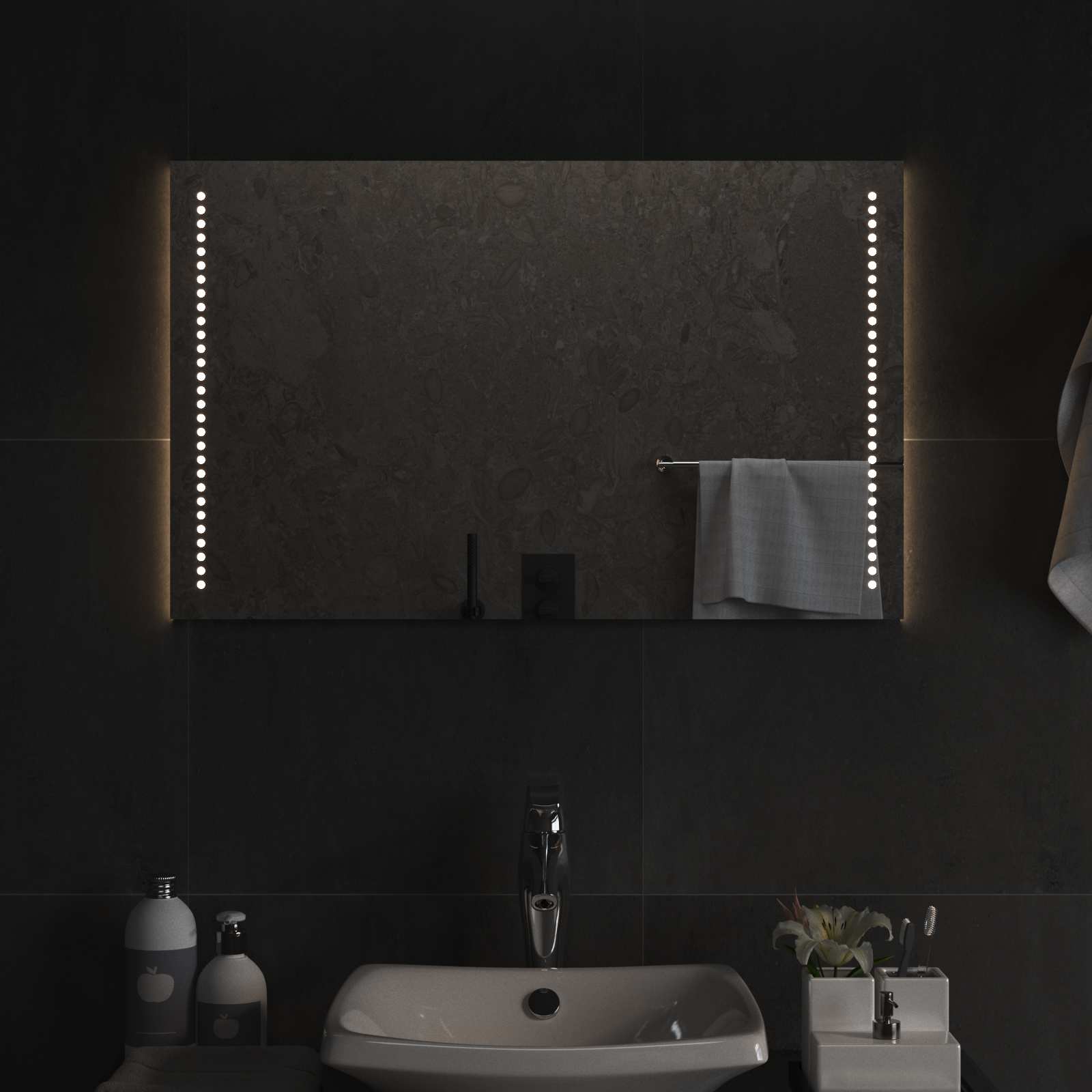 LED-Badezimmerspiegel Transparent 80 x 50 cm Gehärtetes Glas