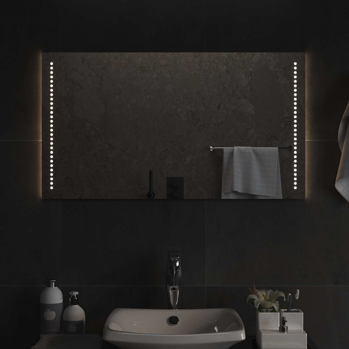 LED-Badezimmerspiegel Transparent 90 x 50 cm Gehärtetes Glas