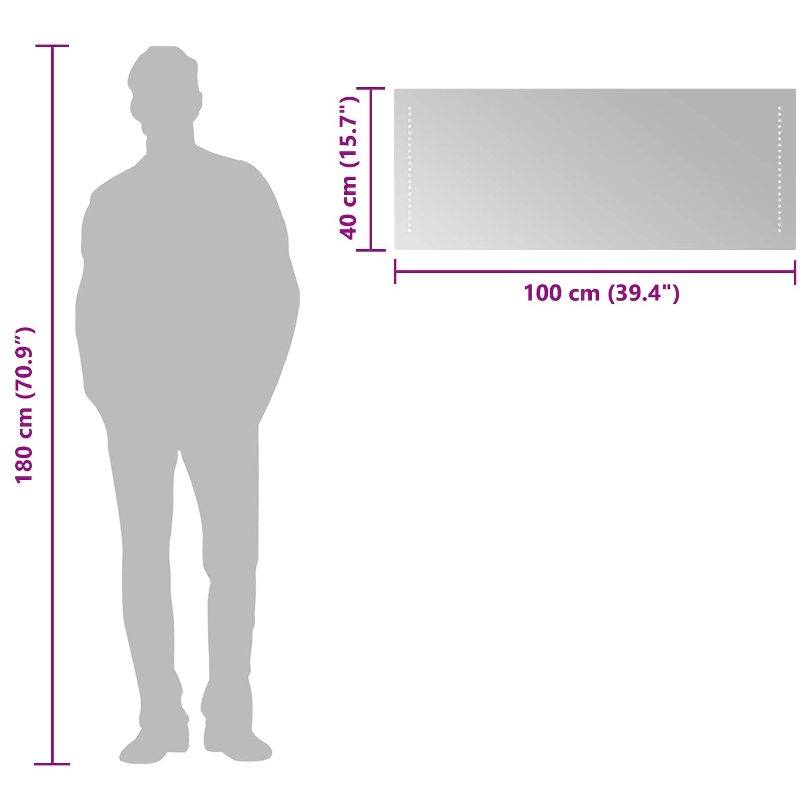 LED-Badezimmerspiegel Transparent 100 x 40 cm Gehärtetes Glas