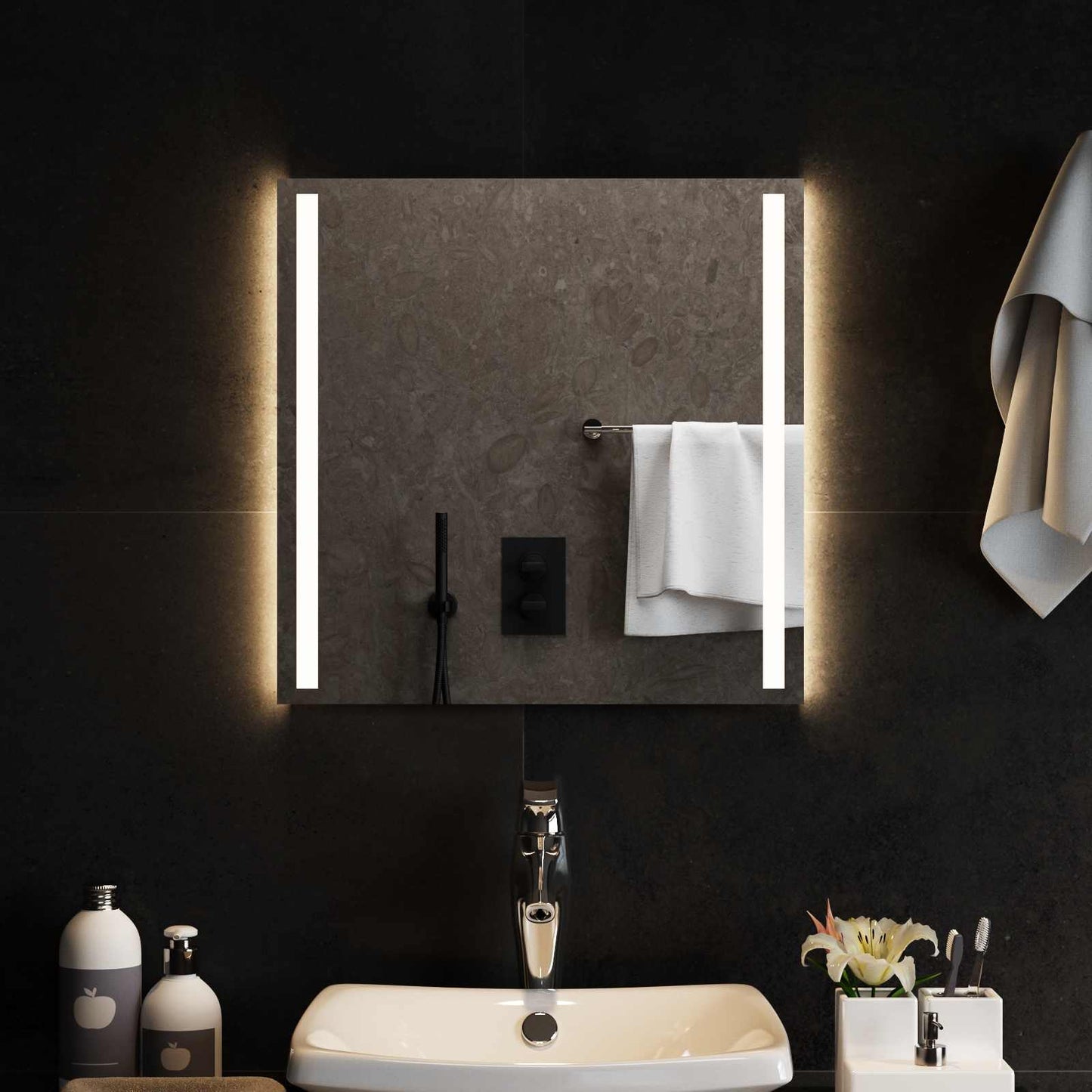LED-Badezimmerspiegel Transparent 50 x 50 cm Gehärtetes Glas