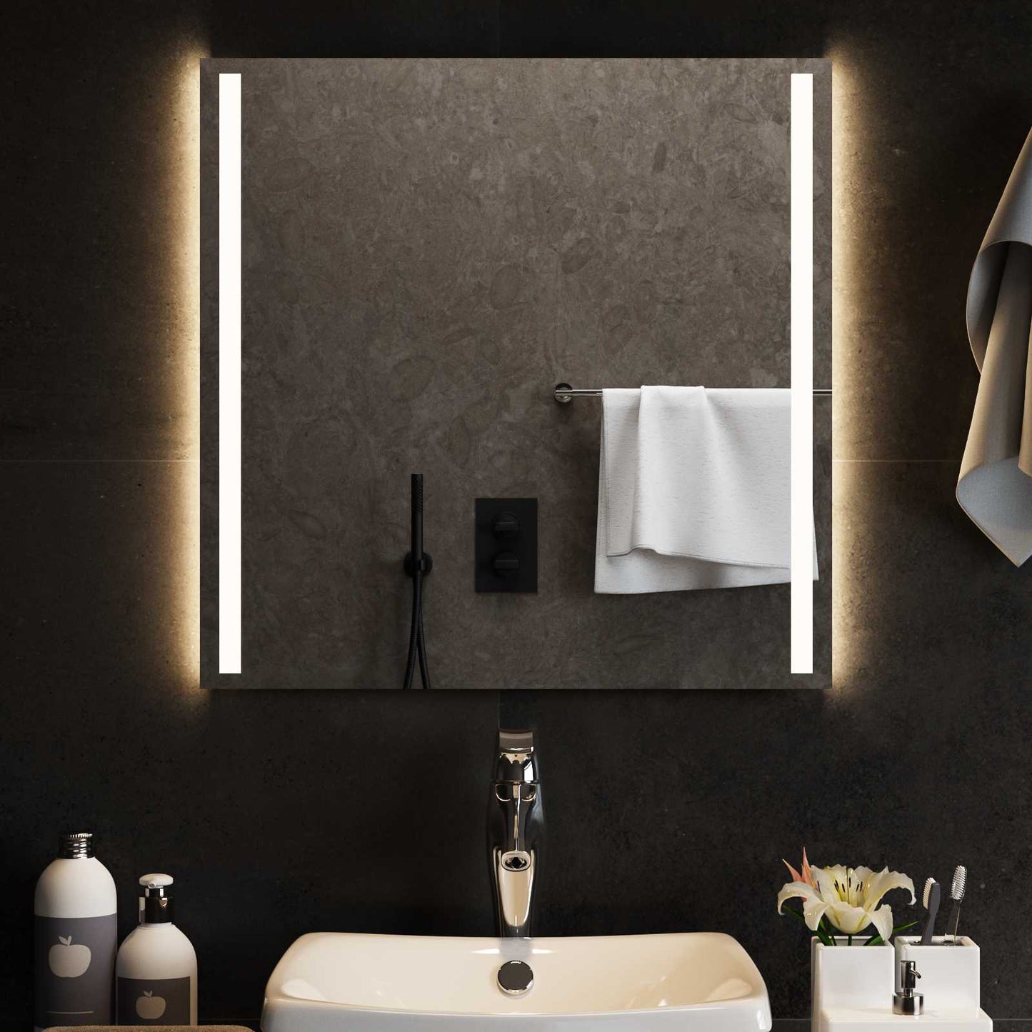 LED-Badezimmerspiegel Transparent 60 x 60 cm Gehärtetes Glas