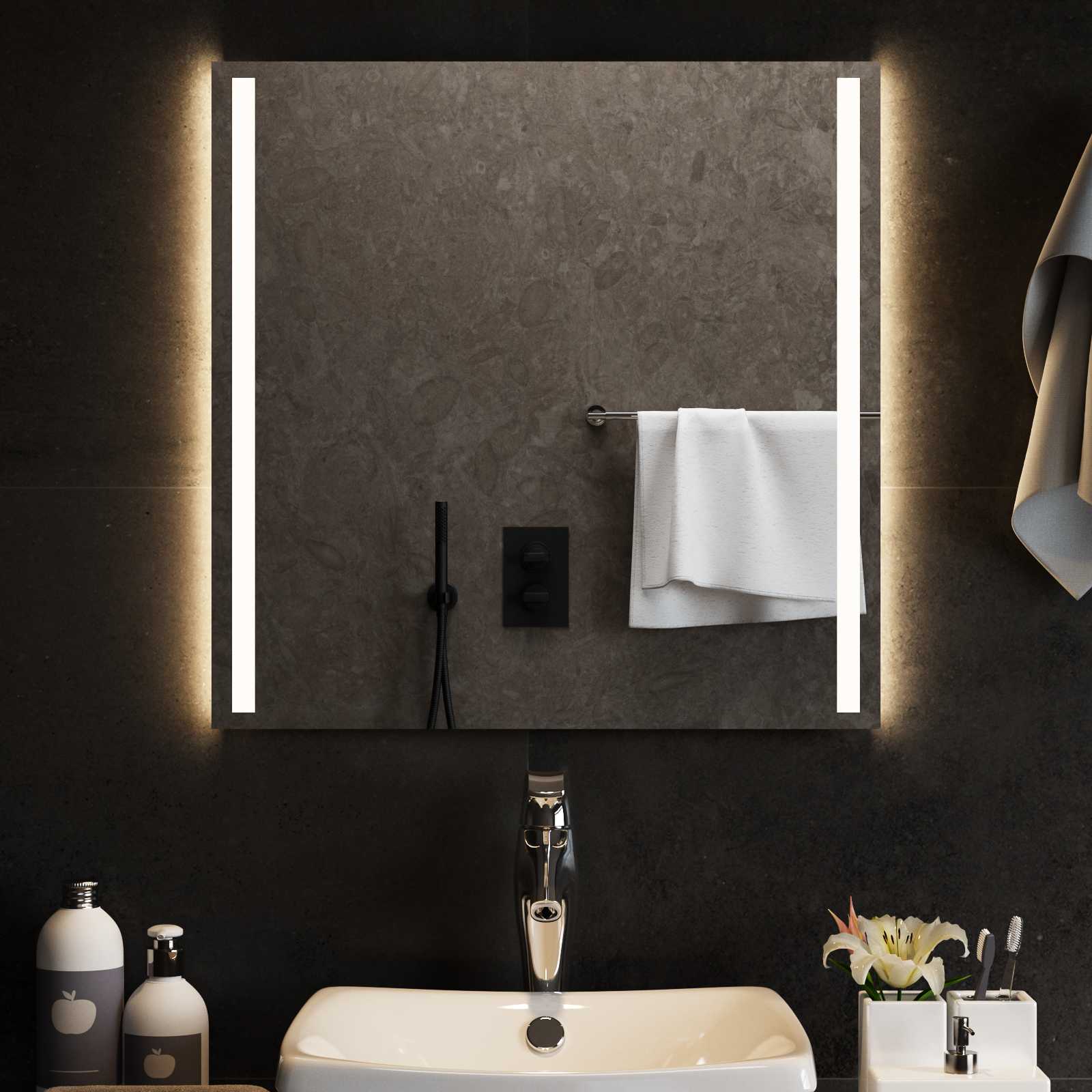 LED-Badezimmerspiegel Transparent 60 x 60 cm Gehärtetes Glas