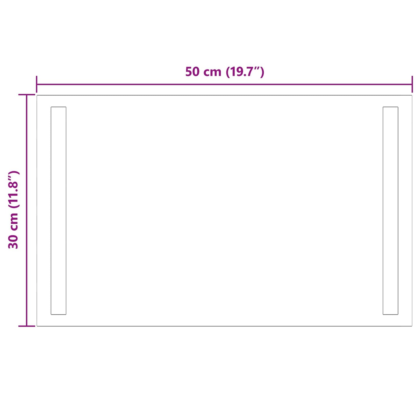 LED-Badezimmerspiegel Transparent 50 x 30 cm Gehärtetes Glas