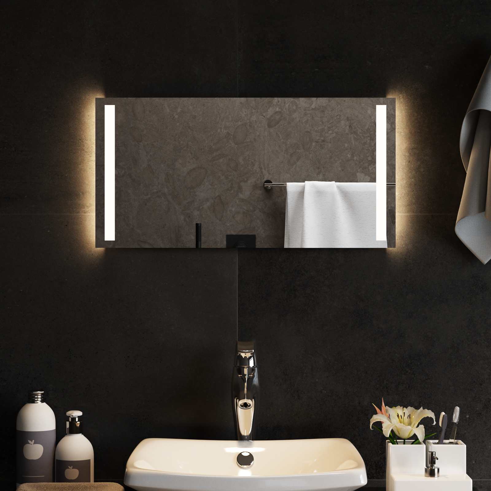 LED-Badezimmerspiegel Transparent 60 x 30 cm Gehärtetes Glas